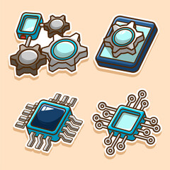 Technological Components and Digital Devices Illustration