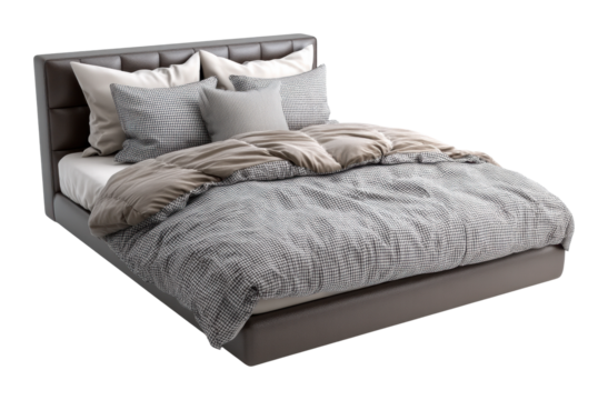 Cozy bedroom setup with plush bedding and decorative pillows modern home interior design