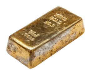 Gold bar displayed on precious metal