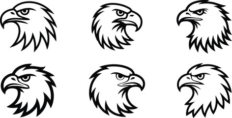 Obraz premium Eagle Head Outlines: Majestic Bird Silhouettes for Logos and Mascots