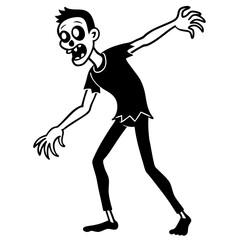 Zombie reaching out line art vector illustration 
