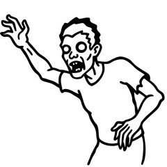 Zombie reaching out line art vector illustration 