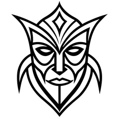 Abstract tribal mask line art vector illustration 