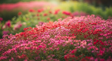 햇살 가득한 핑크빛 꽃밭 아름다운 풍경 따스한 분위기