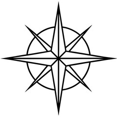 Compass rose line art vector illustration 