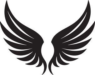 Obraz premium black angel wings silhouette isolated on white background