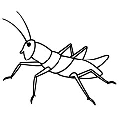 Grasshopper jumping  line art vector illustration