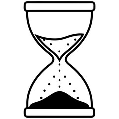  Hourglass with sand line art vector illustration
