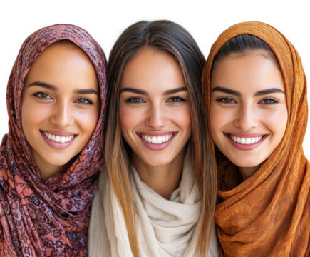Celebrating cultural diversity smiling women in headscarves