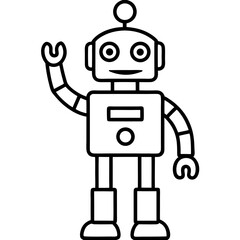  Robot waving  line art vector illustration