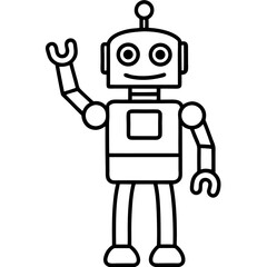  Robot waving  line art vector illustration