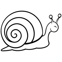 Snail with shell line art vector illustration