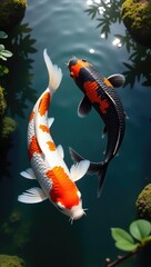 Realistic Koi Fish in Yin Yang Motion &ndash; Underwater Harmony