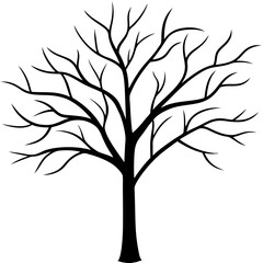 Obraz premium Tree with bare branches line art vector illustration