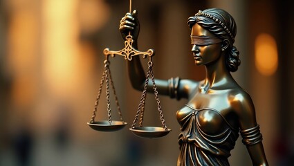 Lady Justice Statue in Front of Courthouse – Symbol of Law and Fairness