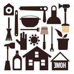 Perfect Vector Collection Of Home Decor Tools Silhouettes For Use Graphics Websites And Apps Designs On White Background
