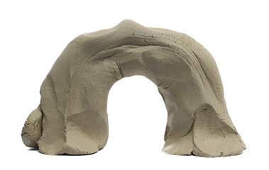 Clay modelling in shape semi-arch, isolated on white