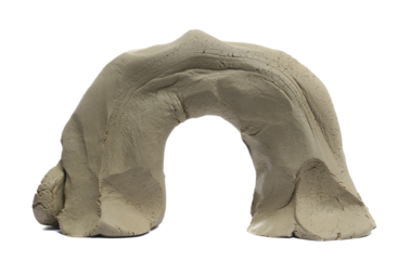 Clay modelling in shape semi-arch, isolated on white