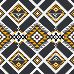 orange black art,Geometric Ethnic pattern,
Native American tribal fabric, tile, carpet, vector,
illustration design, on navy blue background 