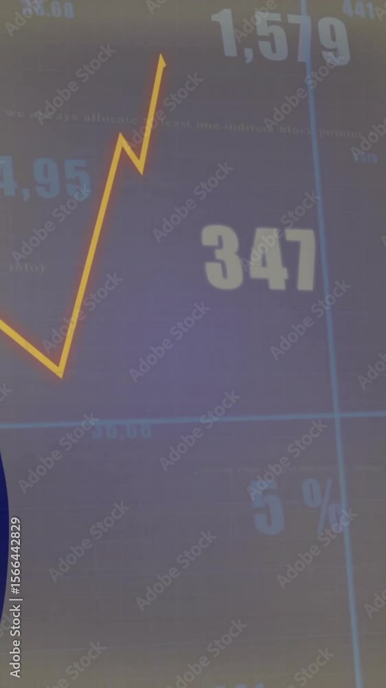 Poster financial data charts and graphs animation over colorful background