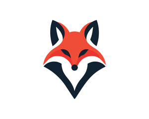 Modern geometric fox head logo design with orange and dark blue colors