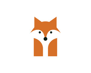 Obraz premium Minimalist geometric fox face with orange fur and white cheeks