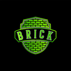 Logo design graphic concept creative premium vector stock image top sell shield badge guard security Brick wall emblem fitness strong soldier building