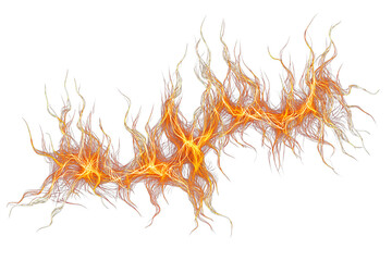 Radiant fractal design glows brightly with orange and yellow hues against a transparent background, creating an electric energy.