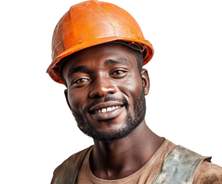 Construction worker smiling workshop portrait