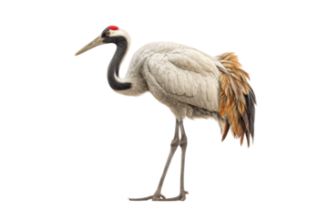 PNG Elegant red-crowned crane on black background