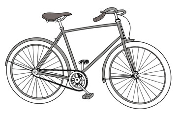 Classic bicycle with grey frame and brown seat bike