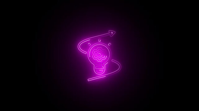 Glowing neon Innovation icon isolated on black background. HD Video motion graphic animation