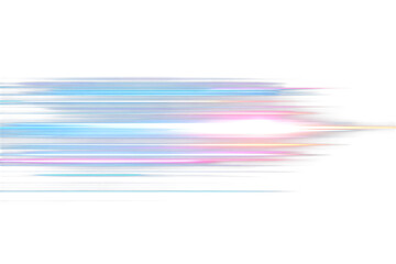 Dynamic streaks of light paint a horizon across the black backdrop, showcasing speed, movement, and colorful energy in an abstract formation, transparent background