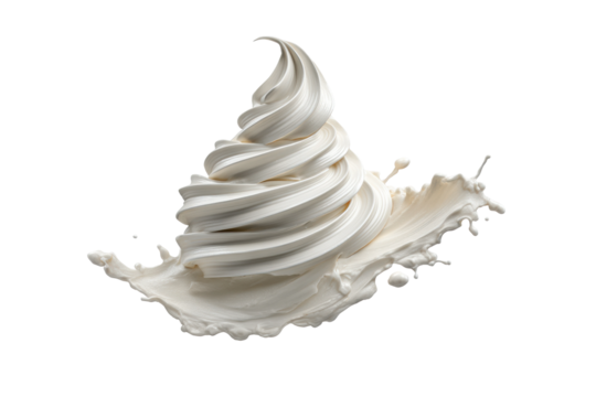 PNG Swirl of creamy splash: fluid motion of white frozen dessert