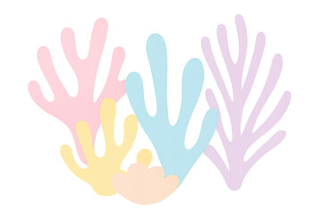 Fototapeta premium Vibrant coral silhouettes layering against transparent backdrop, creating dynamic marine landscape with stylized depth