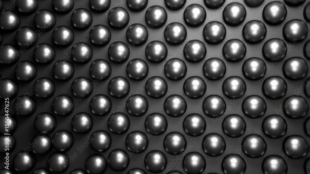Poster seamless pattern of dark glossy spheres, abstract surface with repetitive geometric forms, elegant c