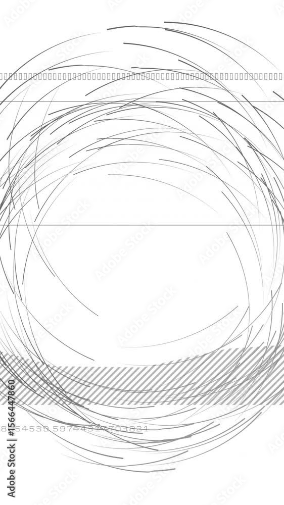 Poster circular lines and data points animation over algorithm and cypher text