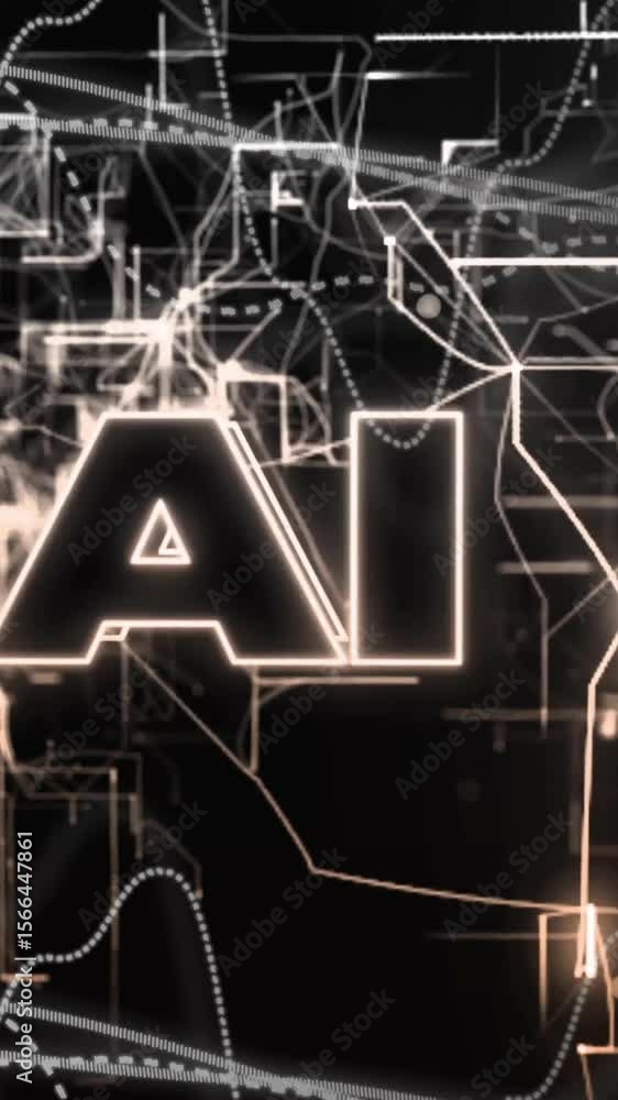 Poster abstract lines and data processing animation in ai text background