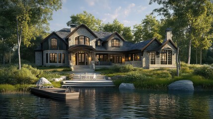 water lakefront house