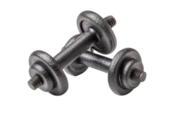PNG Pair of black cast iron dumbbells on black background