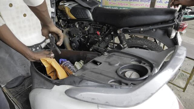 Fixing a Motorcycle - Expert Mechanic in Action
