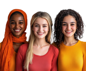 Empowering women together community center group portrait