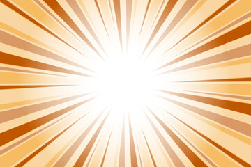Burnt orange sunburst background. Abstract sun light rays background.