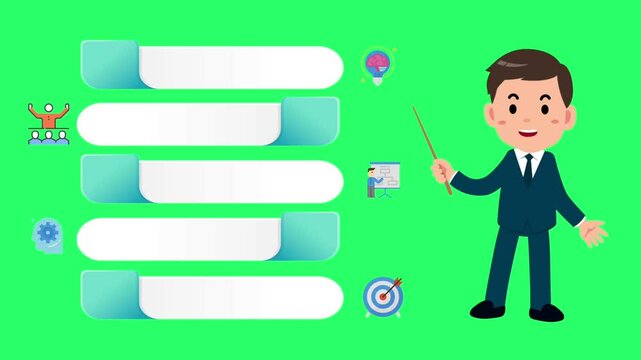Animation green white space bar 5 steps green background for Infographic template.