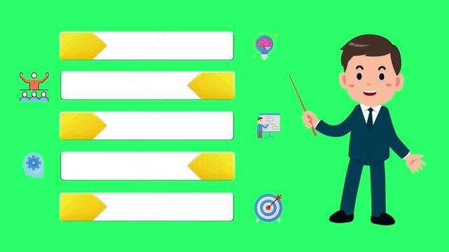 Animation yellow white space bar 4 steps green background for Infographic template.