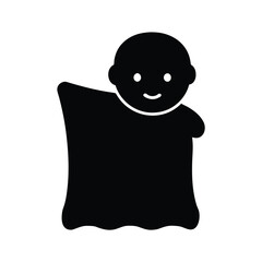 Simple Black and White Illustration of a Cartoon Ghost Figure