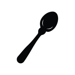 Simple Black Spoon Silhouette on a White Background Illustration