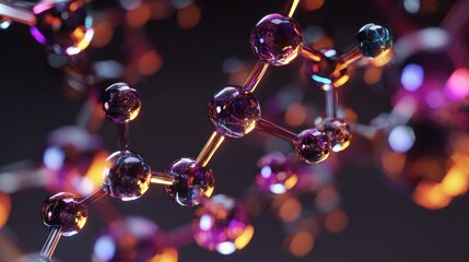 Microscopic Molecular Structure: A 3D Render of Vibrant Atoms