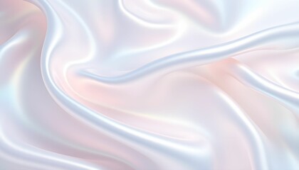 Obraz premium Abstract close-up of flowing, iridescent fabric with subtle waves and soft, diffused light creating a smooth, elegant texture.