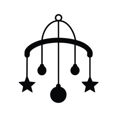 Black and White Silhouette of a Baby Mobile with Stars